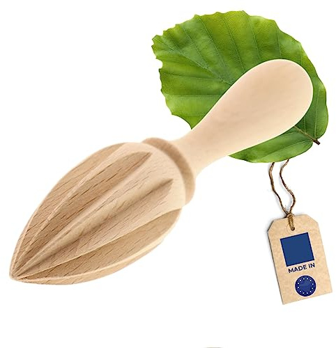 HOFMEISTER® Zitronenpresse aus Holz, 15 cm, einfaches Auspressen von Zitronen & Orangen, Saftpresse für Zitrusfrüchte, stabile Entsafter, aus Buchen-Holz