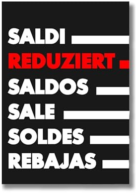 Pokornys – 10x DIN A4 Werbeplakat “ REDUZIERT” als Kundenstopper für diverse Ladengeschäfte I Werbeschild/Aufsteller für Aktionsartikel & reduzierte Ware I Rabatt Plakat in Schwarz/Rot/Weiß
