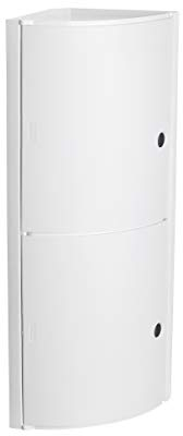 TATAY Badschrank Eckschrank mit 2 Türen | Wandmontage mit oder ohne Schrauben | Polypropylen | Schrauben Inklusive | Leicht zu Reinigen | Belastbar bis 8 kg | Robuster Kunststoff | 20x20x62,5cm - Weiß