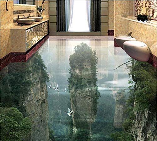 Rutschfester 3D-Pvc-Bodenbenutzerdefinierte 3D Malerei Boden Tapete Pvc Klebstoff Peak Cliff Wohnzimmer Badezimmer 3D Boden Malerei Moderne Aufkleber 3D Floor-350 * 245 Cm