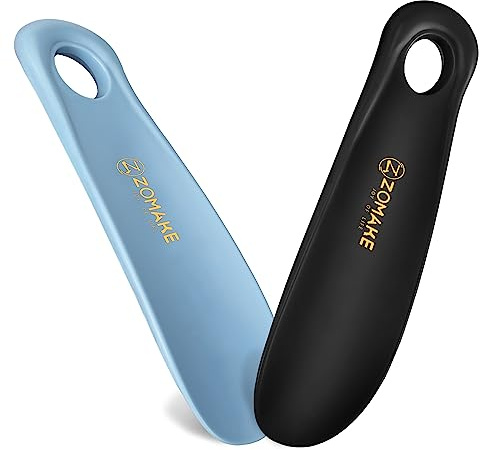ZOMAKE Calzascarpe, Calza Scarpe Corto in Plastica 18.5cm, Calzante per Scarpe Piccolo da Viaggio, Portatile Shoe Horn per Uomini Donne Bambini (2 Pezzi)