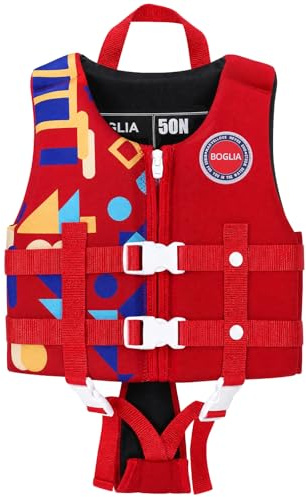 Boglia Chaleco de natación para niños Chaqueta Flotante para niños pequeños para bebés, Flotador para Piscina con Correa de Seguridad Ajustable, flotadores para Edades de 1 a 9 años / 22 a 50 Libras …