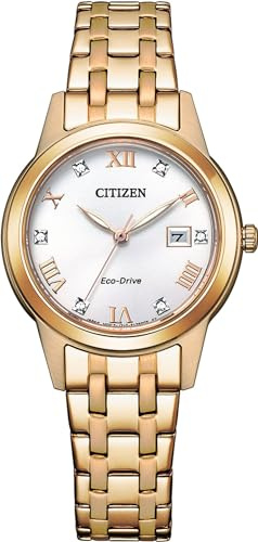 Citizen Eco-Drive Damenuhr Edelstahl, Silberfarben, 29.5 mm, FE1243-83A | Eco-Drive Solar, Keine Batterie Nötig, Kristallglas, 3 bar Wasserdicht, 240 Tage Gangreserve, Datum, Edelstahlband