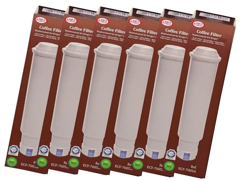 AquaCrest 6x Wasserfilter ECF-7005A - Ersatzfilter für Melitta Krups Nivona | Kompatibel mit Krups F088, Melitta Pro Aqua & Nivona NIRF 700 - TÜV-Süd geprüft, BPA-frei, Nachfolgemodell der AQK-05