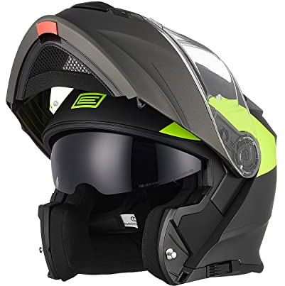 ORIGINE Casco Moto Modulare Omologato ECE Integrale Casco con Doppia Visiera Parasole