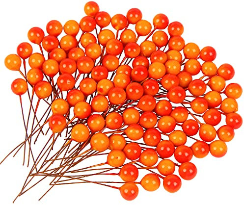VEYLIN 100 Pcs Christmas Holly Berries Artificial Berries for Christmas Wreath Decorations Wreath Making Supplies