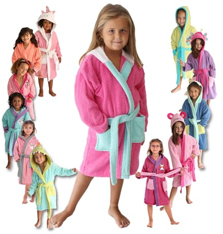 LEBENGOOD - Albornoz Niña, Albornoces Infantiles Niños, Ducha, baño, piscina, Algodón 100%, Certificado OEKO TEX, Libre de Quimicos, Bata Rizo Capucha, Niño, Bebe, 2 a 8 Años (Amelie 6-8 años)