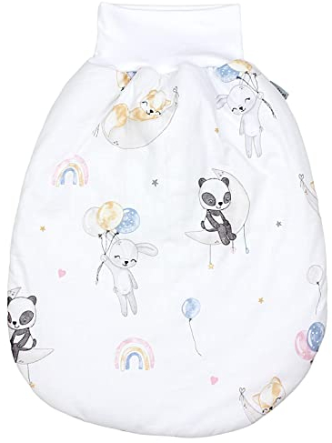 TupTam Baby Strampelsack Schlafsack mit breitem Bund Winterschlafsack für Mädchen Jungen Babyschlafsack, Farbe: Tiere/Luftballons/Mond, Größe: 6-12 Monate