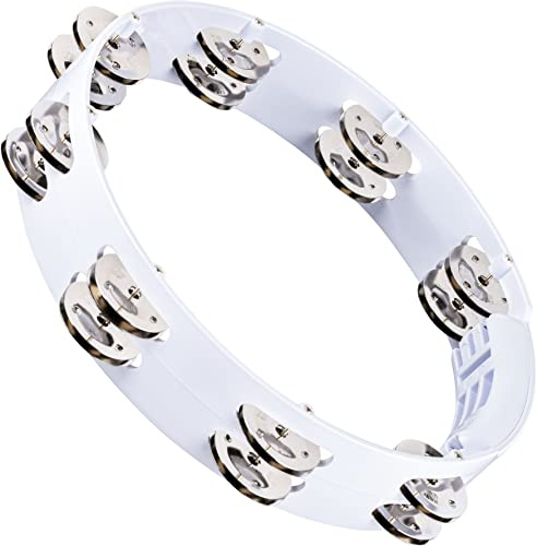 Meinl Percussion Headliner Series Tour Tambourine, Weiß (HTT10WH) | Tamburin mit 2 Reihe Jingles, Durchmesser 10 Zoll, ABS Kunststoff und Stahl