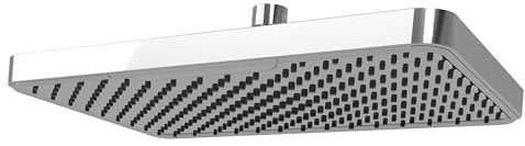 SparkPod 12 Inch Rectangle Rain Shower Head - Ceiling or Wall Mount Rainfall Shower Head - Large Coverage Showerhead - Brass Ball Joint with 360° Adjustment - 1-Min Install (Luxury Polished Chrome)