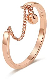 Simple Dangling Ball Stacking Rings Sterling Silver 925 for Women Girls Adjustable Minimalist Dangling Charm Threader Tassel Chain Promise Eternity Ring Finger Band Fashion Jewelry Gifts Rose Gold