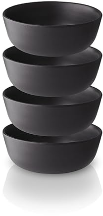 EVA SOLO Nordic Kitchen Keramikschüssel, 0,4 l, 4 Stück, mikrowellen- und spülmaschinenfest, schwarzes Steingut, geeignet für den täglichen Gebrauch, dänisches Design, Funktionalität und Qualität,