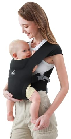 MOMTORY Mochila Portabebe Ergonomica Recién Nacidos, Cargador Envolvente Ergonómico para Bebés unisex con Gancho y Bucle para Ajuste Fácil, 3-12kg
