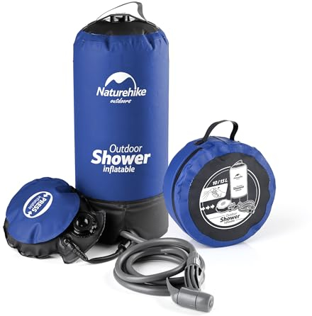Naturehike 11L Portable Pressure Shower with Foot Pump Camping Solar Shower with Shower Nozzle for Camping, Hiking Trip, Backpacking, Beach, Travel,Car only 1 kg