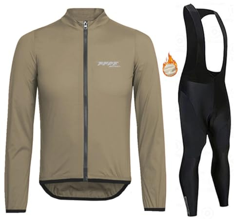 Herren Fahrradbekleidung Set Radbekleidung Winter Fleece Radtrikot Fahrradanzug Herren Winter für MTB Outdoor mit 9D Silikon Gepolsterten
