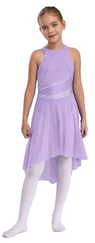 CHICTRY Kids Girls Sparkle Sleeveless Lyrical Ballet Leotard Dress Contemporary Modern Latin Dance Dress Ballerina Dancewear Lavender 7-8 Years