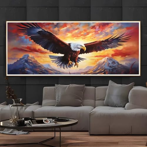 Diamond Painting Vogel Adler XXL 210 x 70cm - DIY 5D Diamant Bilder für Erwachsene, Haus Wand Dekoration Crafts -251FC