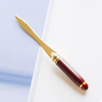 Goldener Brieföffner, kreativ, tragbar, Papierwerkzeug, Holzgriff, Briefpapier, Studenten, Schreibwaren, Bastelwerkzeug, Umschläge, Öffner, Schneid- und Messgeräte