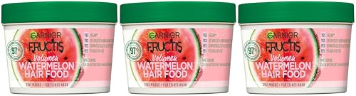 Garnier Fructis Hairfood Watermelon Feuchtigkeitsspendende 3in1 Haarmaske, entwirrt feines Haar sanft und schenkt Glanz, (3 x 390 ml)