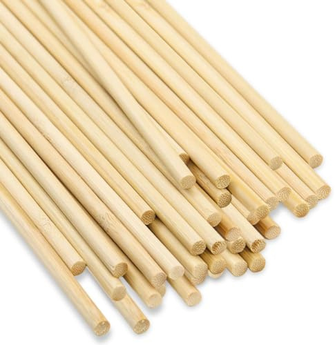 GZGXKJ 100pz Bastoncini in Legno 300 mm x 5 mm Rotondi per Lavoretti, Decorazioni Fai da Te, Modellismo