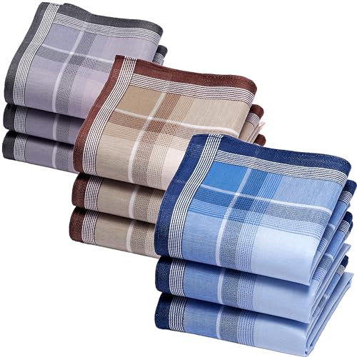 merrysquare Traditionelle Große Herrentaschentücher - Großes Format 40cm x 40cm - 100% Baumwolle - Farbige Ränder - Modell Max (9)