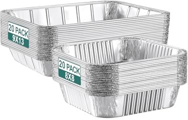 NEEBAKE 40 Pack Disposable Aluminum Pans Combo Set - 20 Large 9x13 Aluminum Foil Pans Half Size & 20 Small 8x8 Tin Foil Baking Pans, Tin Trays Containers for Meal Prep, Food Cooking, Roasting, Heating