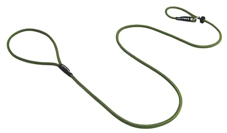 Dog & Field Signature Slip Lead for Dogs, Olive Green. 1.25m Lightweight Slip Leash, with Sliding Rubber Stopper for Training - No Collar or Harness Needed (Olive Green)