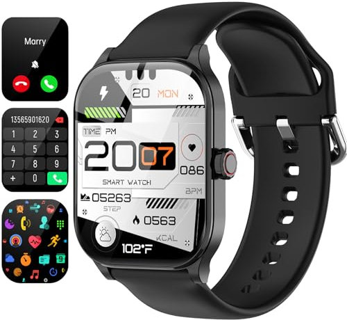 Smart Watch(Answer/Make Call), 1.85 HD Smartwatch for Women Men, Fitness Tracker with 100+ Sport Modes, IP68 Waterproof, Heart Rate/Sleep/Spo2 Monitor, Activity Tracker for Android and iPhone