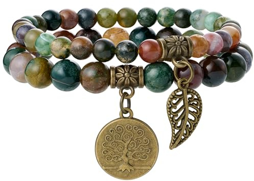 Farfume Chakra Armband Echte Steine, Echte Steine-Edelsteine Armband fur Damen