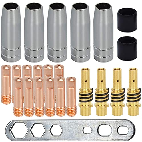 EATBALE MB15 15AK Kontaktspitze 0,8 mm M6 Spitzenhalter Diffusor-Schutzkappe für MB15 15AK MIG-Schweißbrenner Schweißspitzen Schweißbrennerhalter Zubehör-Kit
