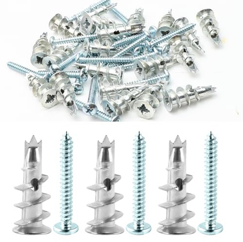 50 Stück Rigipsdübel Metall, Selbstbohrender Gipskartondübel, Rigips Dübel, Trockenbau Dübel und Schrauben, Hohlraumdübel für Rigipswände Stein Ziegeln Beton Gipsbauplatten