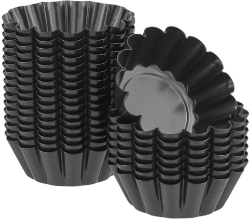 HONYUET 24 PCS 6.5 cm Mini Tartlet Moulds, Non Stick Small Egg Tart Tins for Baking Cake Cookie Cupcake