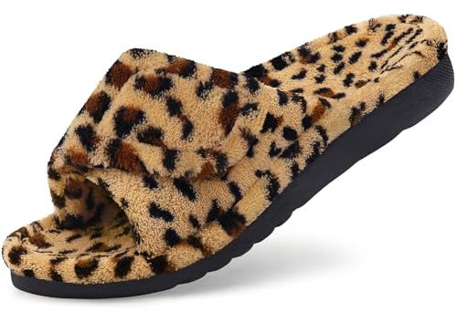 Litfun Orthopedic Slippers Arch Support Plantar Fasciitis,Leopard Brown 42