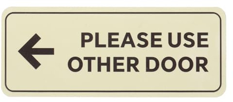 YOKIVE Please Use Other Door Sign, ABS Plastic Self-Adhesive Use Other Door Sign Sticker with Arrow, Great for Business Office Entrance Stores(Ivory/Dark Brown, 6 x 2.-Inch)