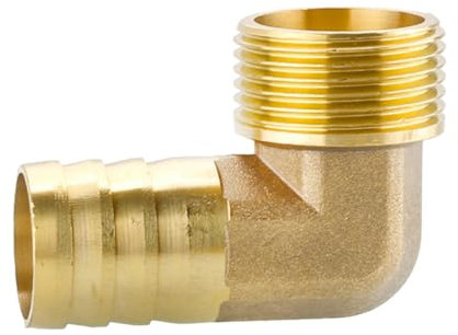 MOUMOUTEN Ottone 1 Gomito portagomma 90 gradi L Raccordo a spina ad angolo retto, filettatura maschio Giunto a spina Mender Giunto Adattatore per tubo flessibile Connettore per aria Acqua Olio(25mm)
