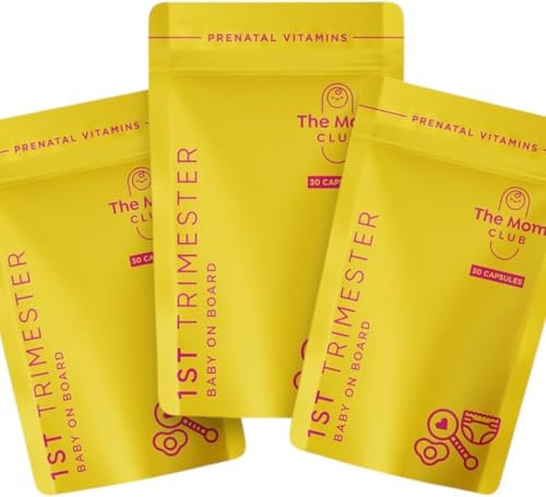 Pregnancy Vitamins for Women – 1st Trimester – Morning Sickness Relief & Baby Development – Weeks 1 to 12 – Prenatal Supplement with Folic Acid, Iron, B6 & Ginger – 90 Vegan Capsules – 3 Months Supply