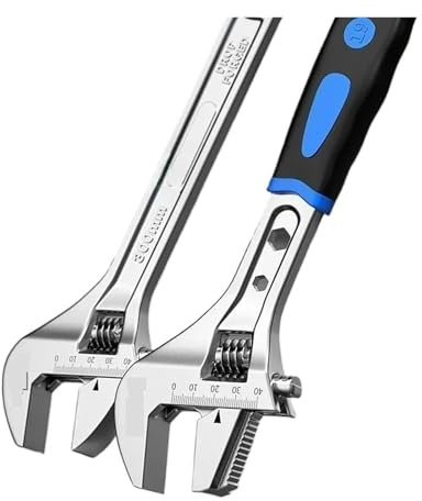 BADIKA Llave Ajustable Llave Inglesa Ajustable Antideslizante de 8/10/12 Pulgadas, Llaves de Tubo multifuncionales con Escala, Llave de Acero Inoxidable, Llave de Extremo Abierto(Upgrade 8in Wrench)