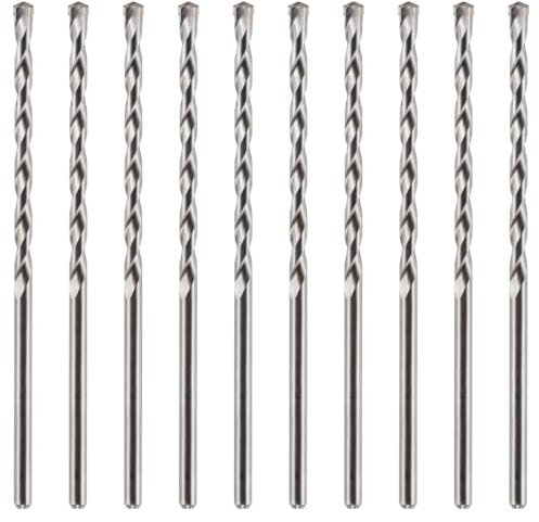 10 Pack Of 10mm x 200mm Long TCT Masonry Drill Bits – For Concrete, Brick, Stone, Porcelain Ceramic Tiles Plastic Wood – Masonry Drill Bits Set For Standard Rotary Drills & Hammer Drills (NOT SDS)