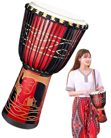 Bongo Drums African Drum | Handgeschnitzte 8 Zoll Djembee Trommel inspiriert von bunten Djembee Drum | Handtrommel | Trommeln & Percussion | Kunstmusik Dekoration für Auftritte