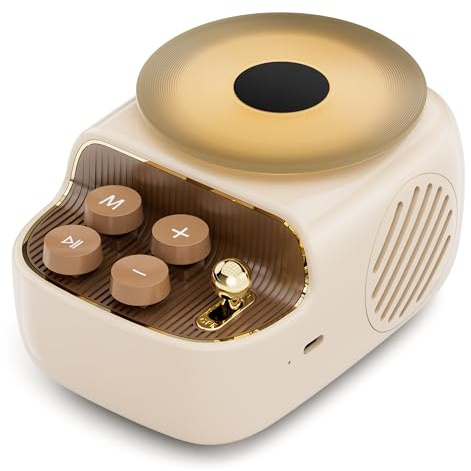 COLSUR Altoparlante Bluetooth con Luce Notturna Regalo Donna Amico 3 IN 1 Mini Altoparlante Bluetooth in Look Giradischi Vintage con Diffusore di Oli Essenziali Vassoio per Decorazione Casa Ufficio