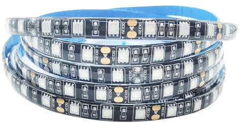 Vrabocry 12V blau LED Streifen Licht 5M Strip Lichtband Schwarz PCB Board 5050 IP65 Wasserdicht 300 LEDs Farbwechsel Band Leiste Lichtleiste für Schlafzimmer, Küche Dekoration