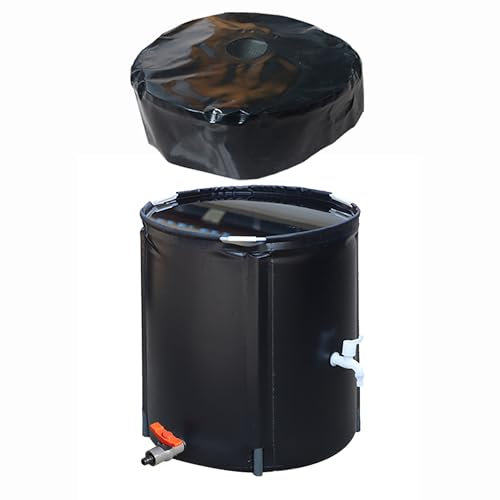 TRUNXUCL Pliable Recuperateur Eau de Pluie avec Robinet Reservoir Eau avec Couvercle Tonneau d'eau Collecteur(75x75cm/30x30in)
