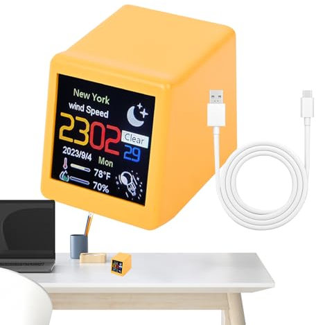 Orologio meteorologico digitale, stazione meteorologica wireless | Piccola decorazione del desktop per clima intelligente,Monitoraggio domestico ricaricabile Data Data Desktop Controllo Smart Controll