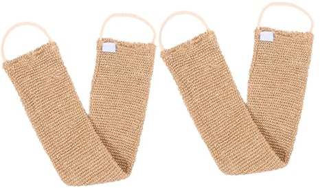 DEARMAMY Toalla Exfoliante Espalda De Yute y Ramio 2 Unidades Tamaño Estándar Ligera Portátil Para Baño y Viaje Aclarante Correa Para Fregar Espalda