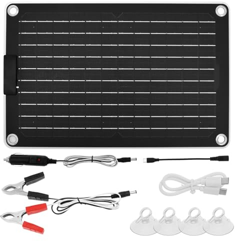 Solarpanel 12V 10W Monokristalline Solarmodule IP67 Wasserdicht Solarpanel Solarzelle Tragbare Solar-Autobatterie-Ladegerät für Auto Boot Anhänger Wohnmobil Rasenmäher (Ohne Spannungsregler)