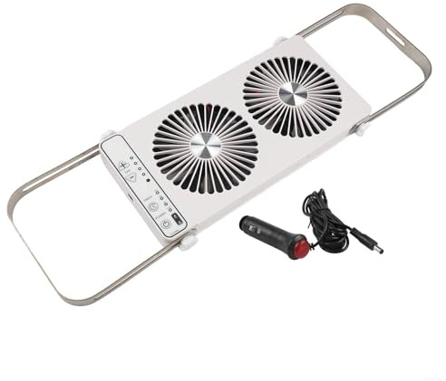 Dual Row RV Window Cooling Fan RV Roof Window Fan Double Row Ventilation System With Power Cable Compact Design With Safe Operation Features, Ideal For Optimal Air Circulation(White)
