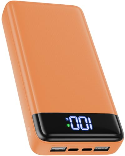 Power Bank 26800mAh, 22.5W Powerbank PD3.0 QC4.0 USB C (Ingressi/Uscite), Caricatore Portatile Ricarica Rapida Batterie Esterna Compatibile con iPhone 16 15 14 13 Pro etc.(Arancione)