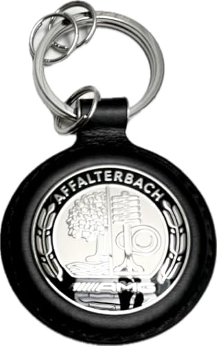 Mercedes-Benz AMG Schlüsselanhänger Affalterbach schwarz silber Edelstahl Leder