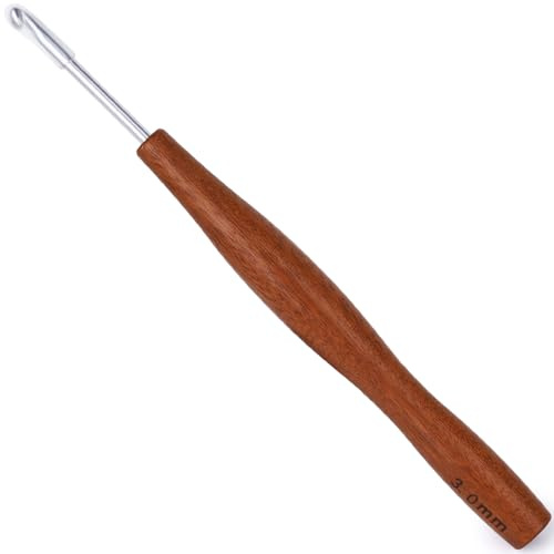 Coopay 3,0mm Häkelnadel mit Holzgriff, Ergonomische Häkelnadeln für Arthritische Hände, Handwarm Lang Häkelnadel - 3,0mm