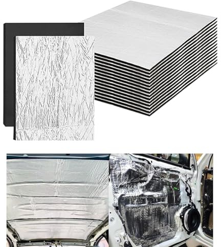 Material Antisonoro para coche,10 piezas Auto Aislante Térmico Colchón Insonorizante - Hoja De Aluminio Para De Escape Motor,Soporte De Piso De Techo De Rueda